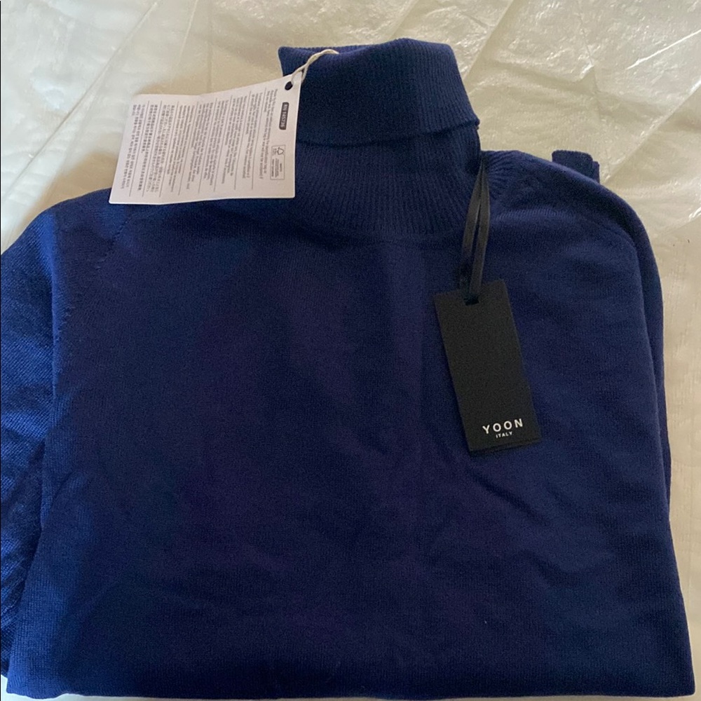 Yoon Blue Turtleneck Sweater Classic Knit Design